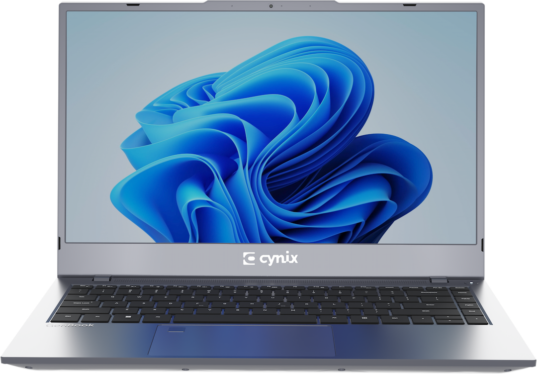 Open laptop with graphics